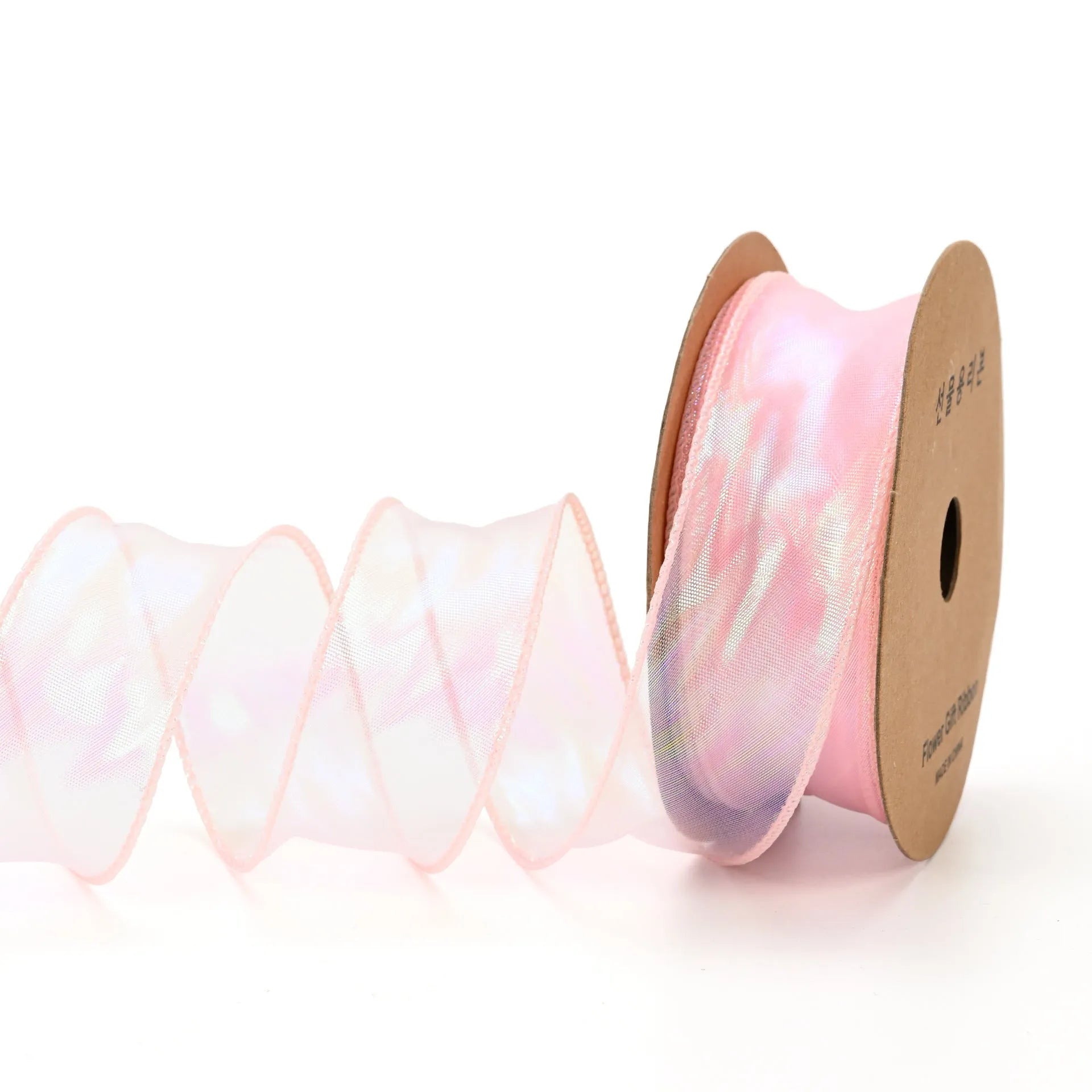 Fishtail yarn floral ribbon in mesh fabric with wave shape and edge cutting, 4cm width