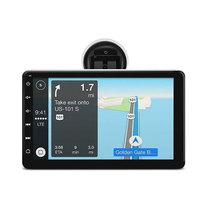 7-inch car GPS navigation unit with wireless CarPlay and reversing camera display on universal dashboard mount