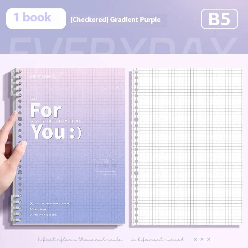 Removable coil gradient notepad with PP cover in blue, green, pink, and purple colours