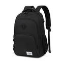 USB charging backpack with trolley strap in black, dark grey and light grey colours