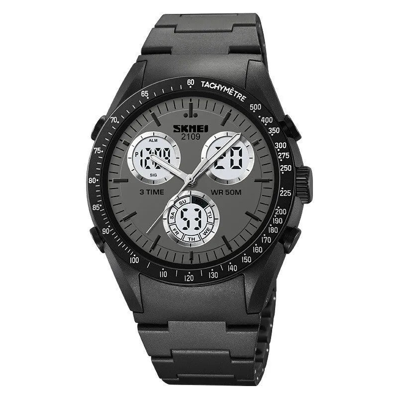 Casual electronic watch with digital display on a TPU strap, shown in camouflage colour option