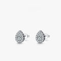 Women's water drop shaped silver ear studs with 925 sterling silver construction