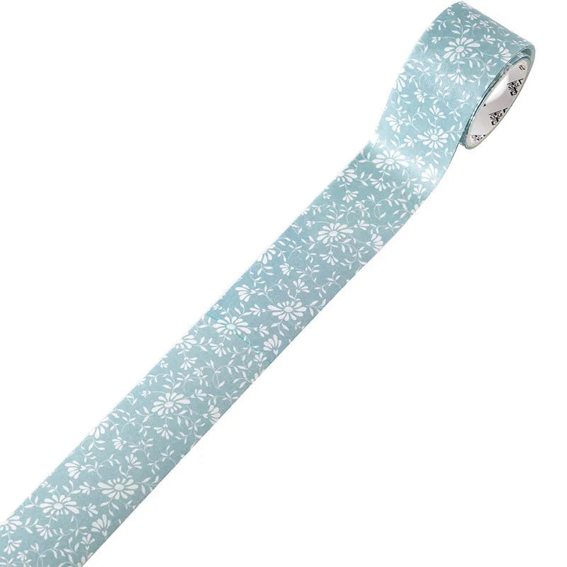 Roll of vintage floral watercolour decorative paper tape with Japanese paper backing, showing 2m length.