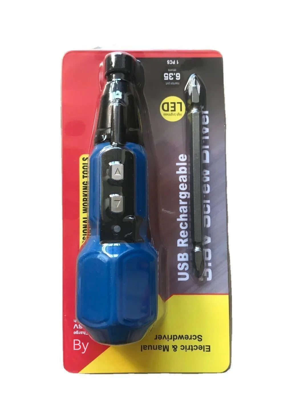 Black electric screwdriver with straight alloy steel handle showing 36V lithium battery power