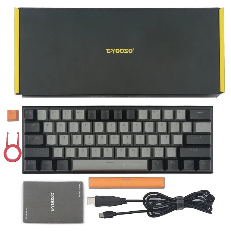 Z11 mechanical keyboard with aluminium case in black and grey colour scheme with green mechanical switches.