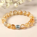 Crystal citrine bracelet with 10mm geometry-shaped element and polished surfaces