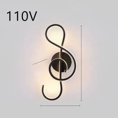 Minimalist Nordic-style LED wall lamp mounted on a wall, shown in a black finish with a soft glow.