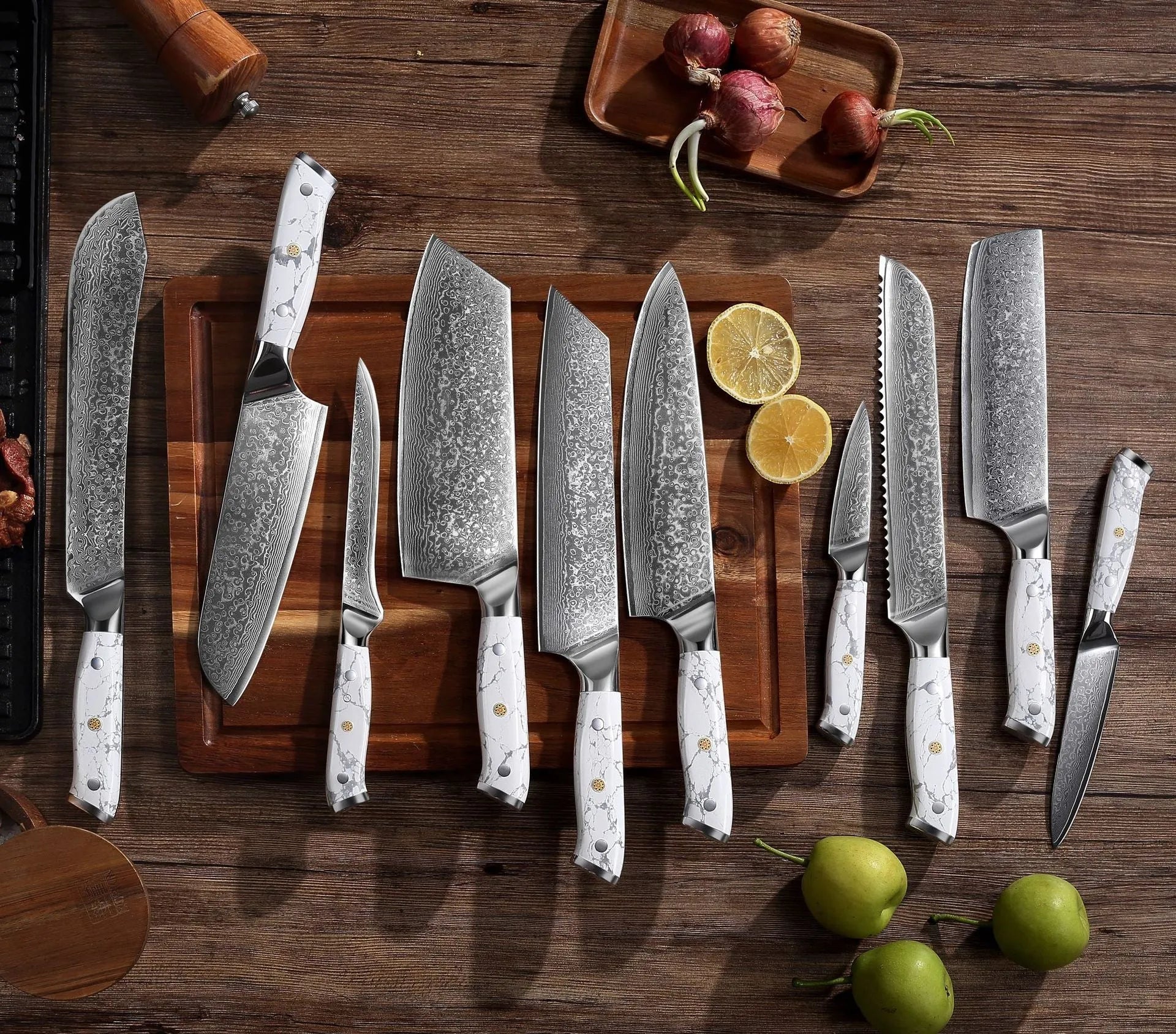 Damascus Special Combined Chef's Knife with 21cm VG10 blade and 32cm overall length