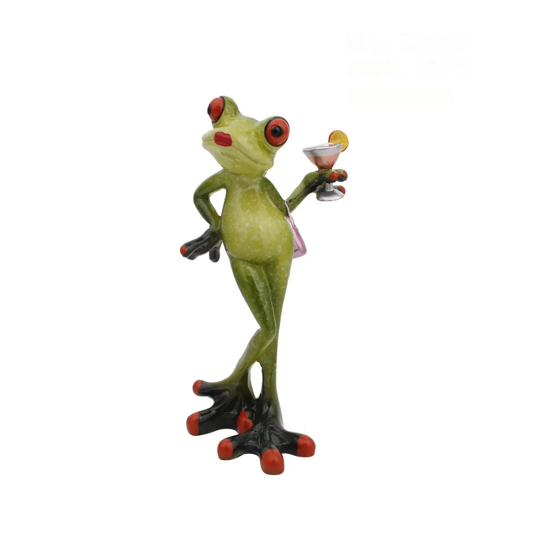 Pastoral style synthetic resin frog ornament for living room and study home decoration