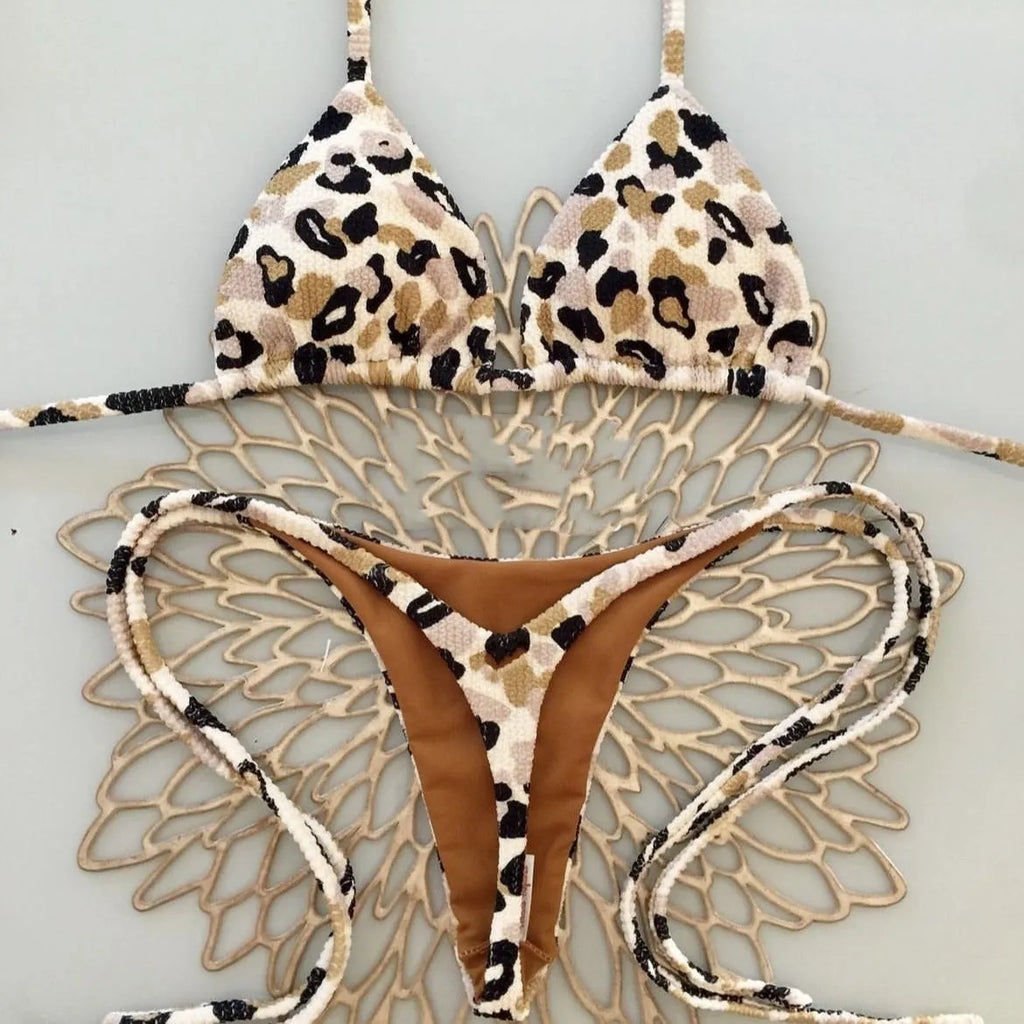 Women's printed bikini swimsuit in quick-dry nylon blend with cotton lining, shown in colour RT2110