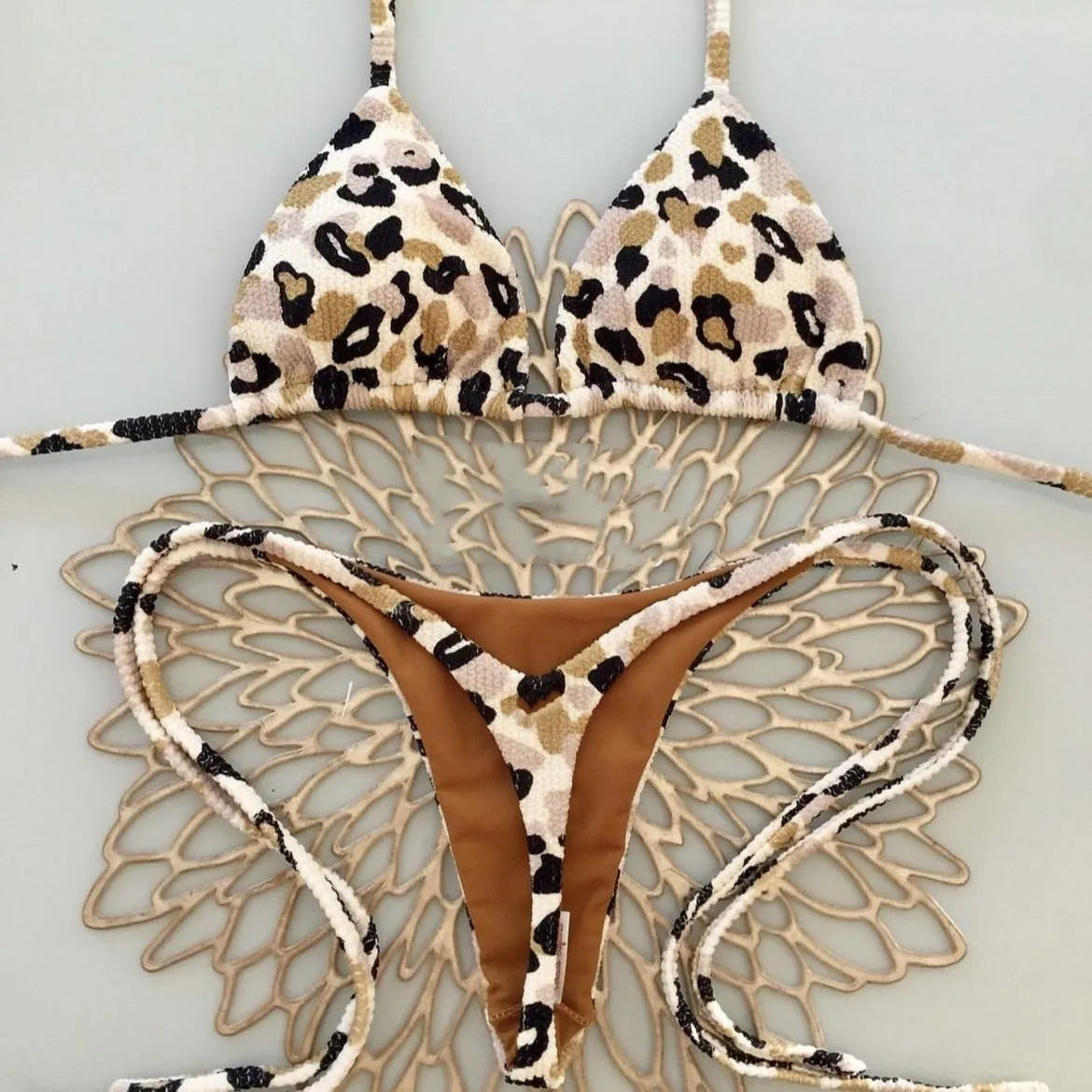 Women's printed bikini swimsuit in quick-dry nylon blend with cotton lining, shown in colour RT2110