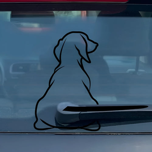 Cartoon dog car sticker with back wiper design in black or white colours for rear window decoration