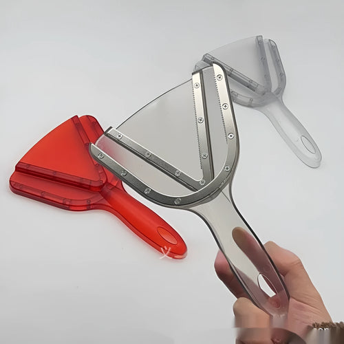 Red adjustable telescopic can and bottle opener with non-slip grip on kitchen counter