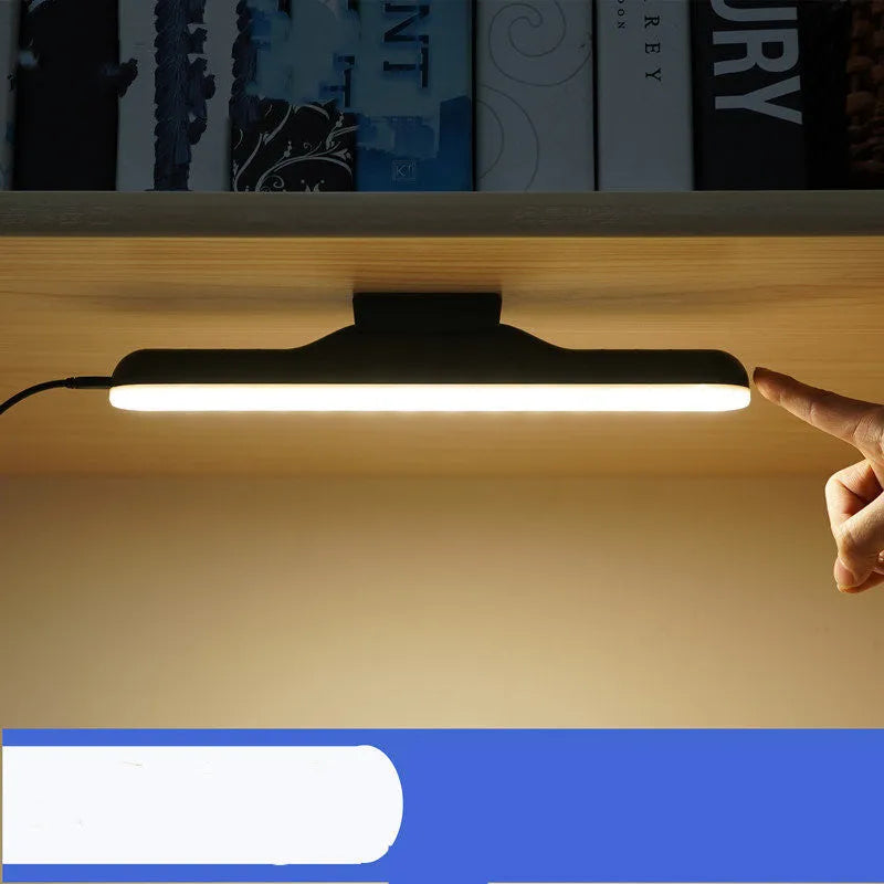 Modern simple plastic LED desk lamp with touch controls and rechargeable battery