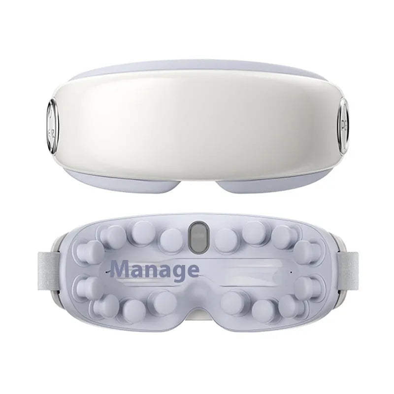 Purplish grey rechargeable Bluetooth steam eye moisturising massager on a white background