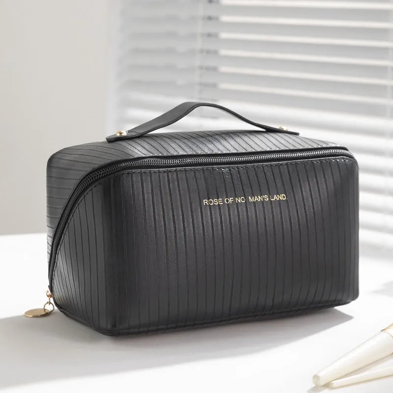 Cubic vertical pattern pillow makeup bag for travel with 22.5cm dimensions