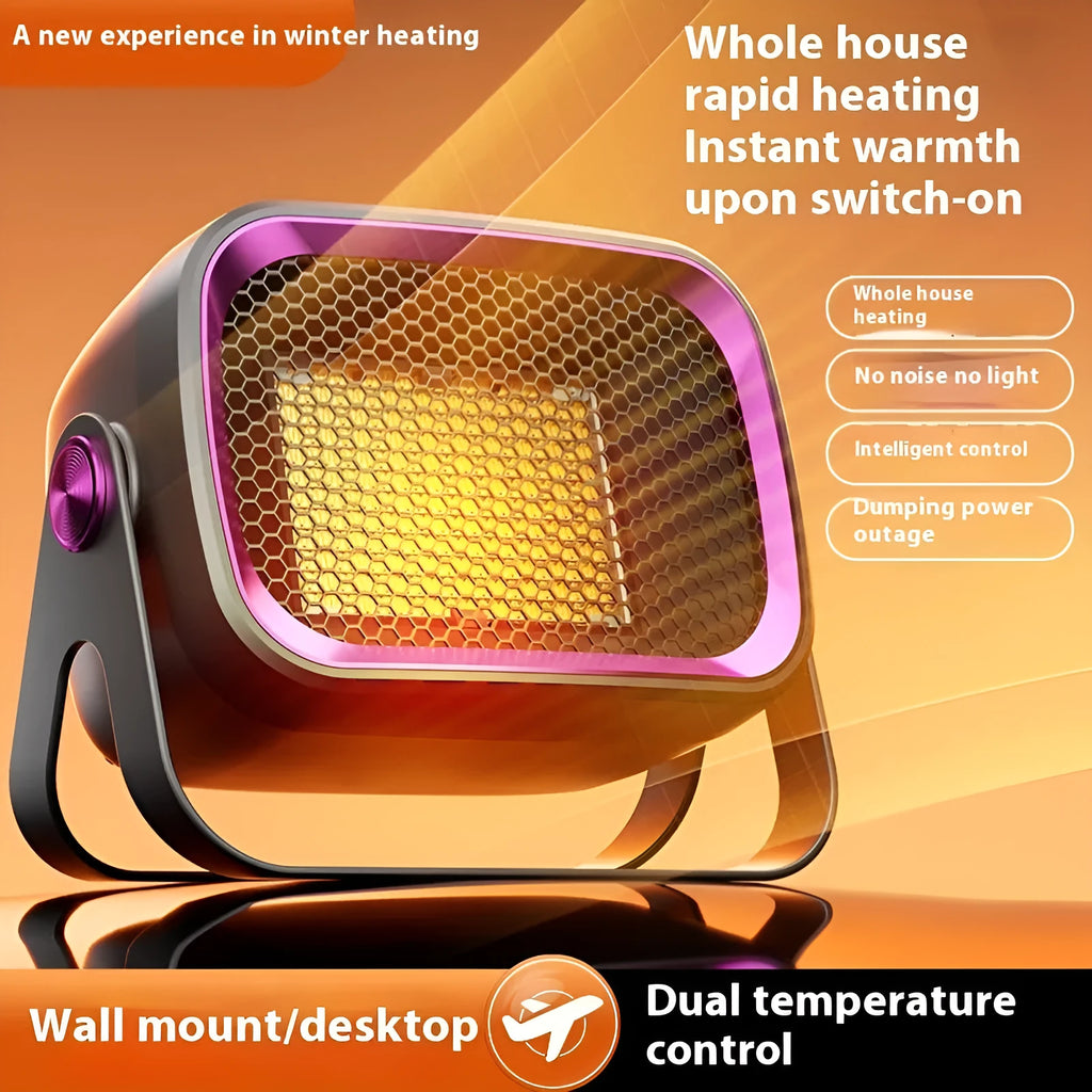 Desktop ceramic heater in grey colour with rotatable design and push-button controls