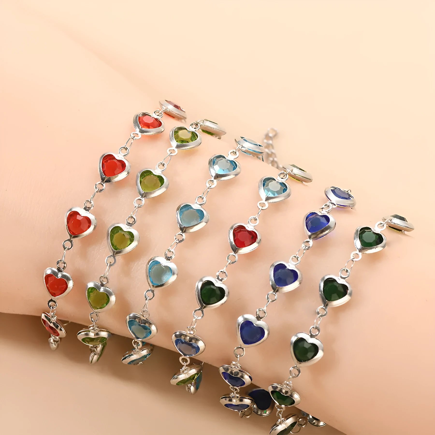 Stainless steel geometric heart bracelet in multiple colour options