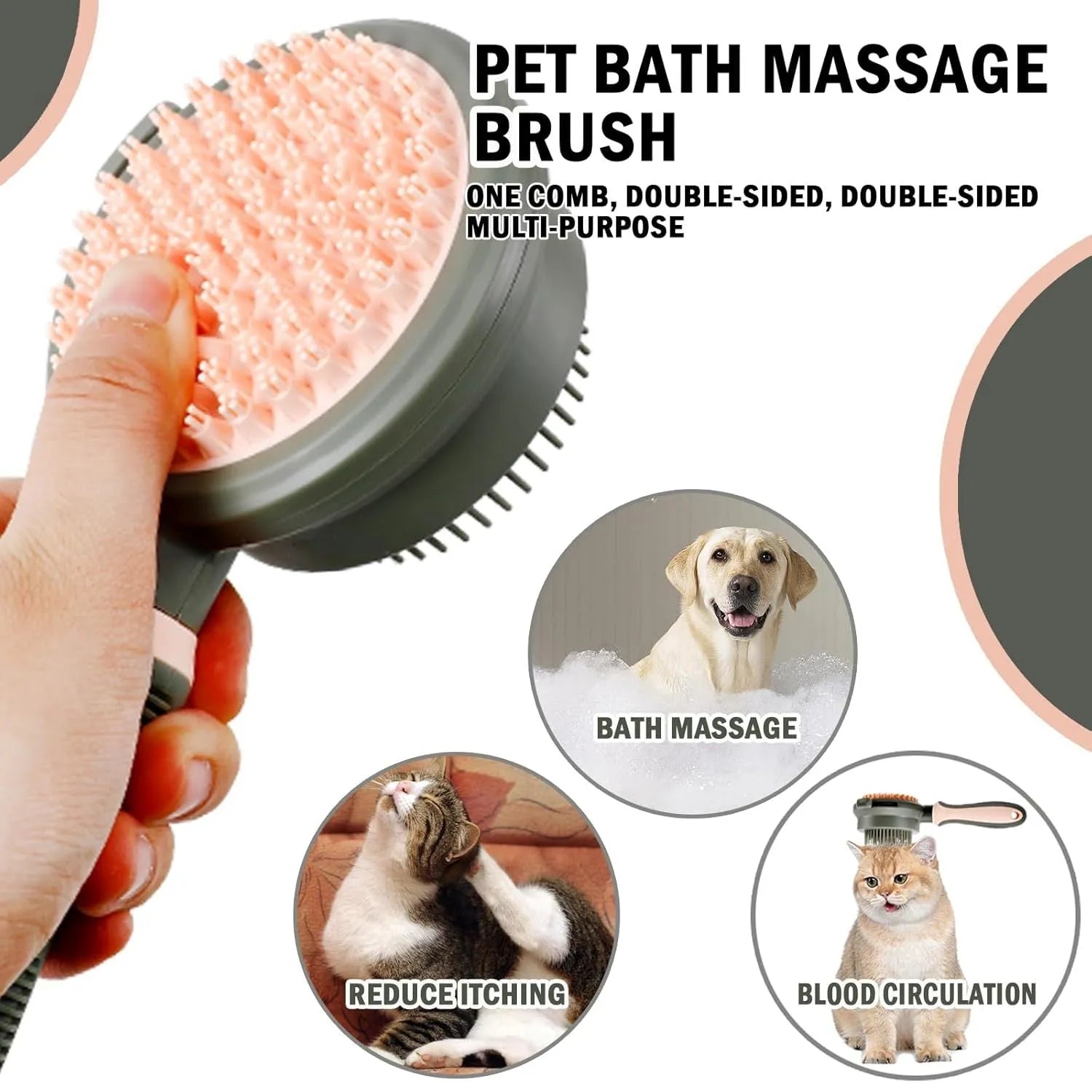 Double-sided cat brush with smooth brush and flea comb on reverse sides, showing release button mechanism