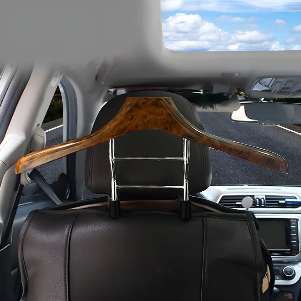 Wood yellow stainless steel car clothes hanger for suits and jackets