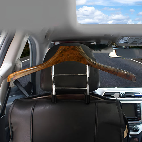 Wood yellow stainless steel car clothes hanger for suits and jackets