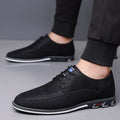 Men's leather casual shoes with rubber sole and low-top design