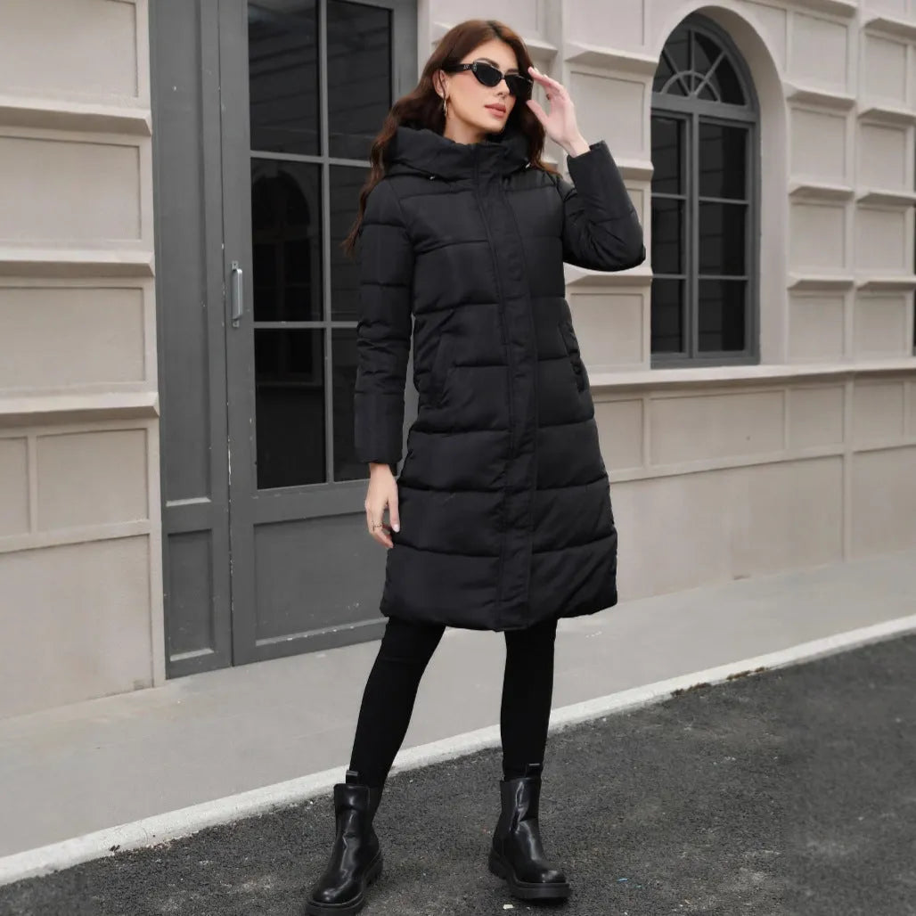 Black slim fit hooded cotton jacket with long sleeves and regular fit
