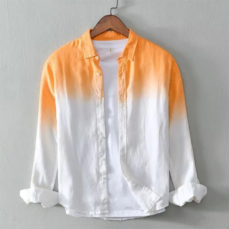 Men's casual loose top coat jacket in dark blue, light blue, or yellow, shown in a slim fit.