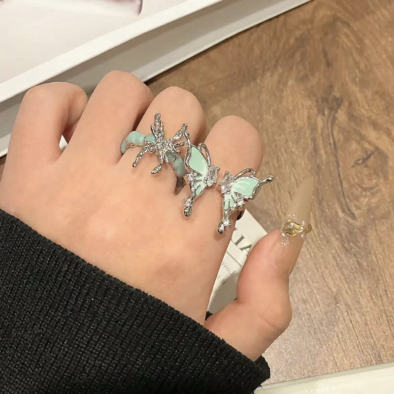 Copper women's ring featuring a creative Chinese butterfly design, available in multiple colours.