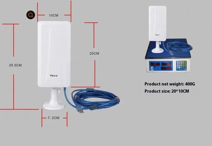 White high-power USB wireless network card for desktop and laptop computers