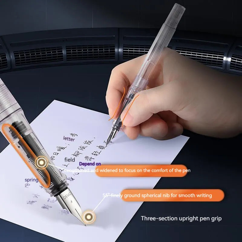 Automatic suction pen set with plastic pen, ink feeder, and choice of 0.5mm or 0.38mm pen heads