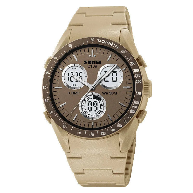 Casual electronic watch with digital display on a TPU strap, shown in camouflage colour option