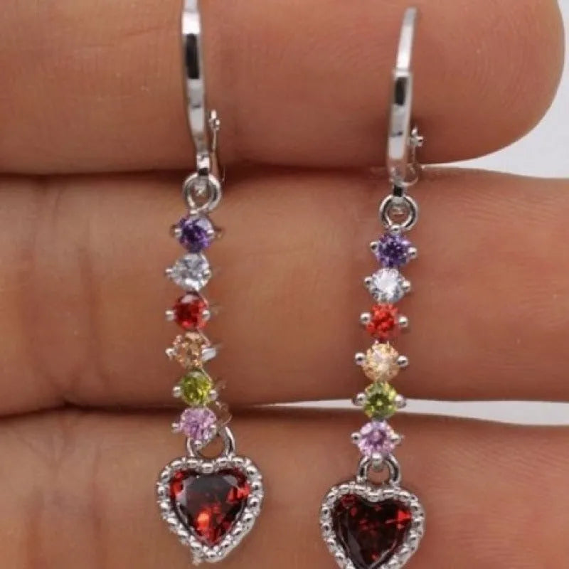 Heart-shaped women's earrings with metallic electroplated finish in gold or silver tone options