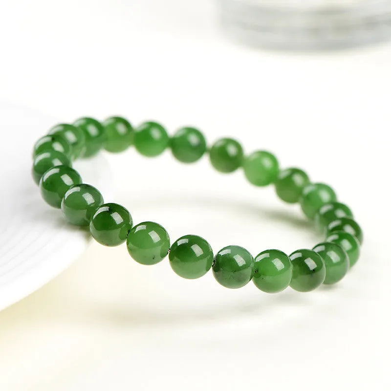Natural Hetian jade bracelet with jasper stones in multiple bead size options