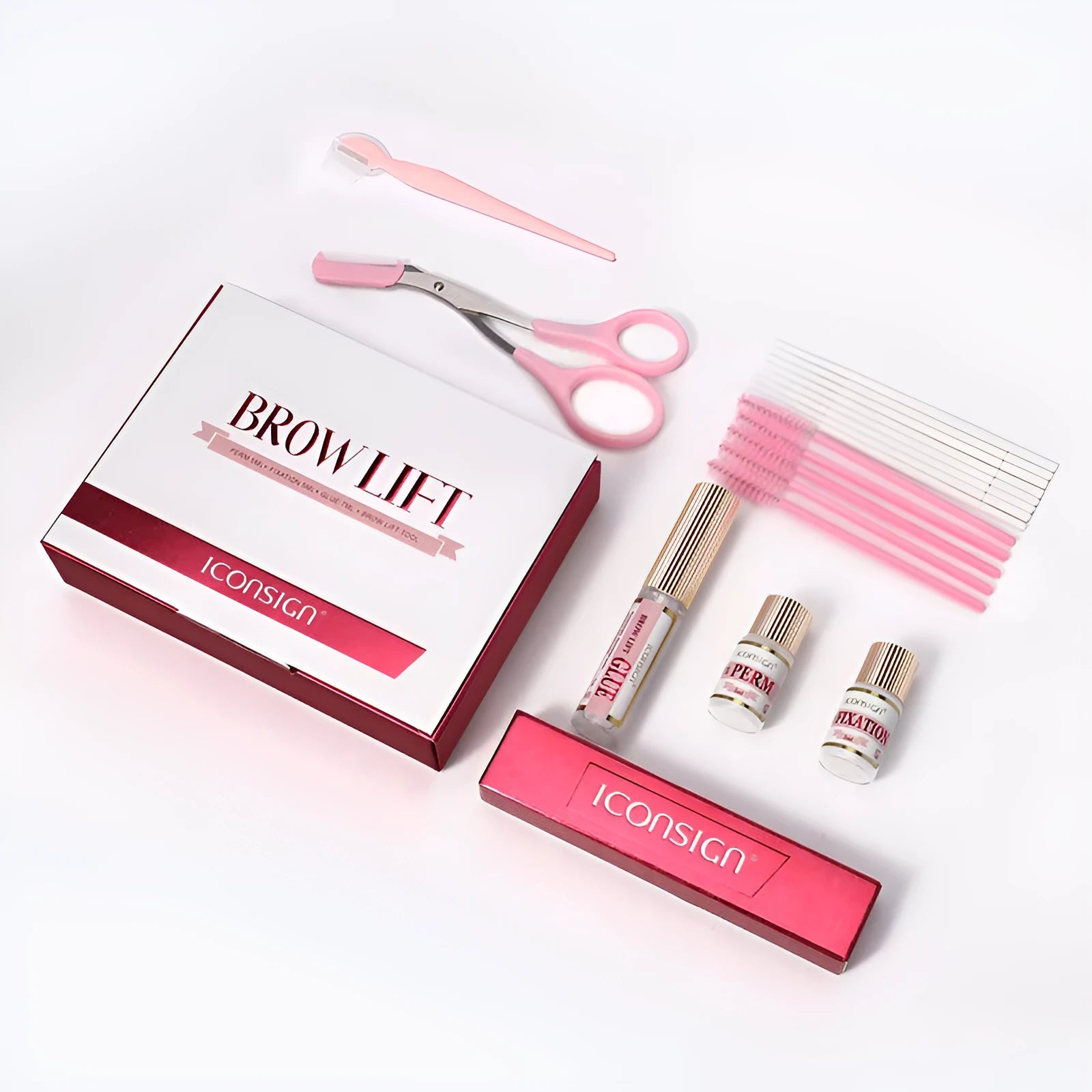Pink eyebrow quick ironing suit with eyebrow perm set for scalding and keratosis treatment