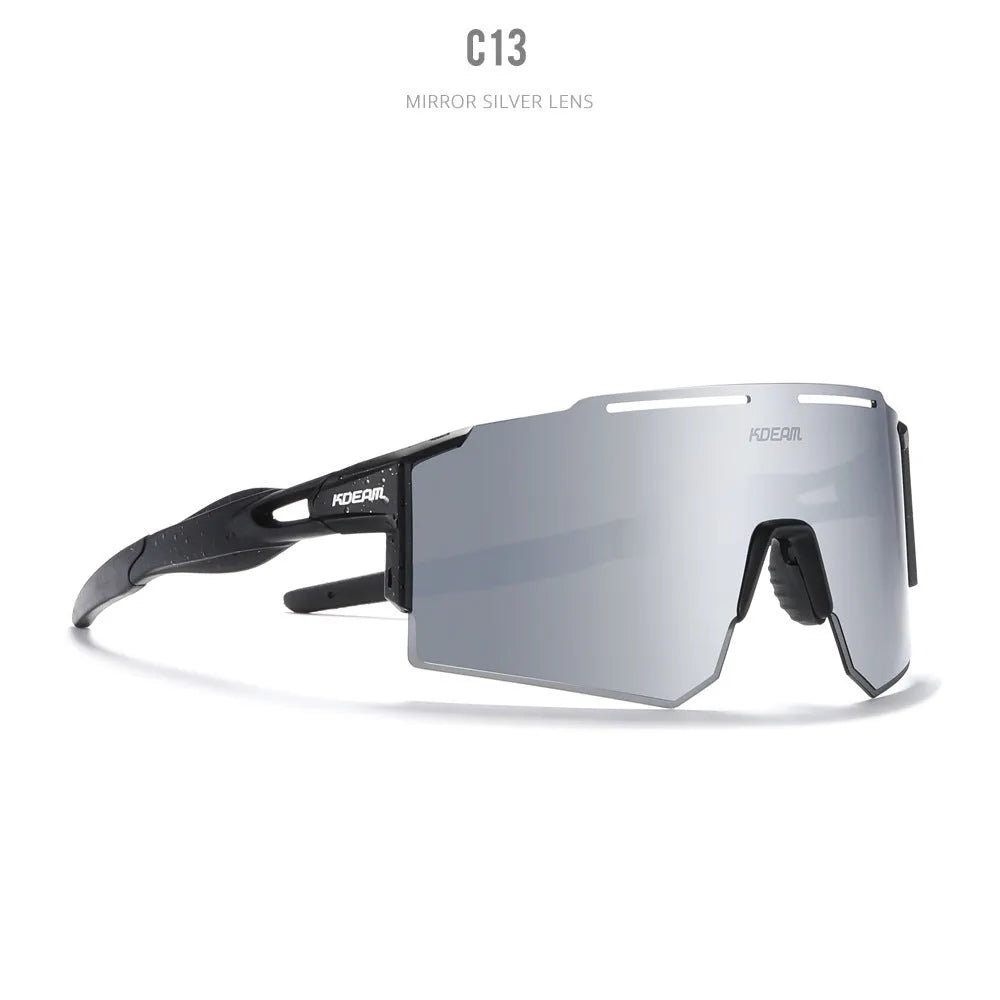 Polarized cycling sunglasses with TR90 frameless sports design in athletic colours