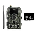 Outdoor waterproof surveillance camera with camouflage finish and wide-angle lens.