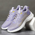 Women's lavender purple Flyknit running shoes with hollow elements and mesh lining