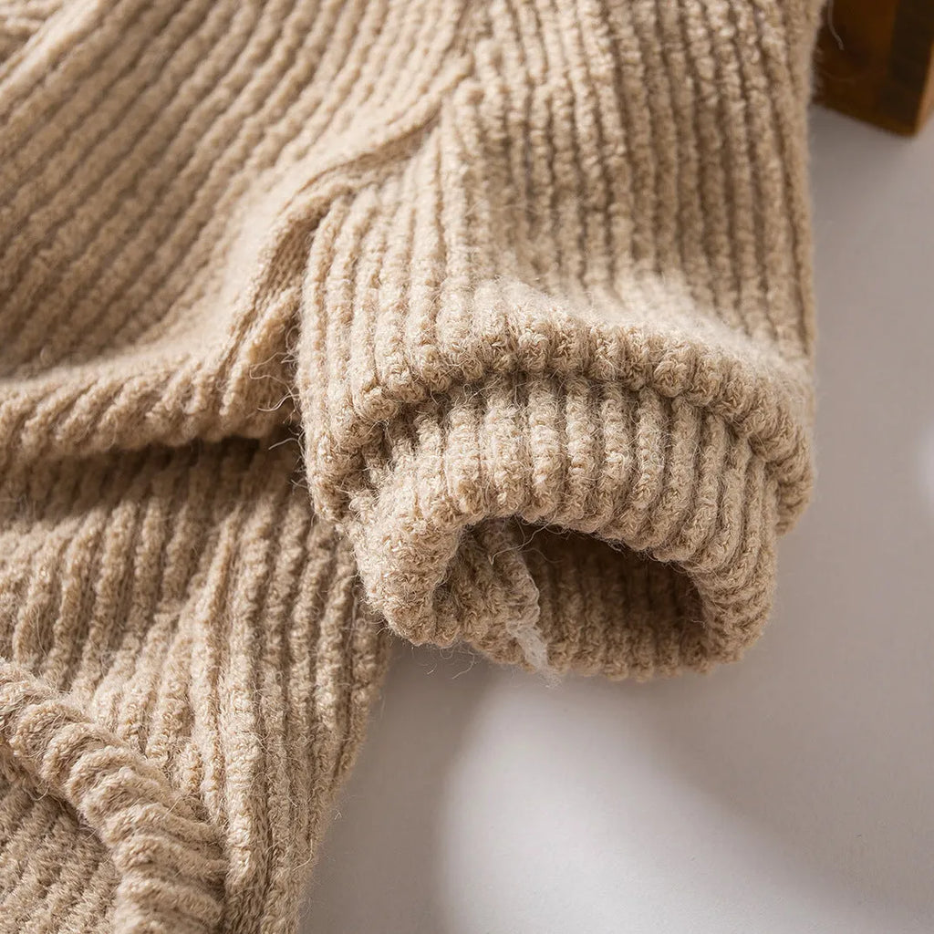 Brown cloth pullover sweater for small dog breeds on canine mannequin