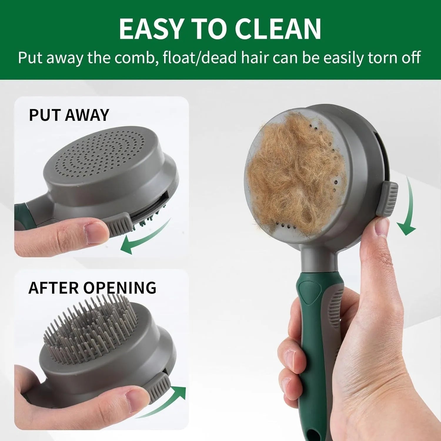 Green and pink 2-in-1 silicone cat brush showing slicker brush side and octopus-teethed massager side