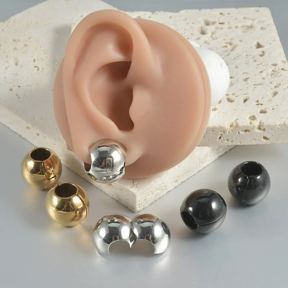 Stainless steel hollow skull Buddha geometric earrings with electroplated colour finishes