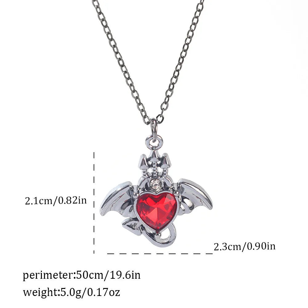 Dark style Halloween necklace for women with a choice of alloy bat, spider, or cross pendants on a chain.