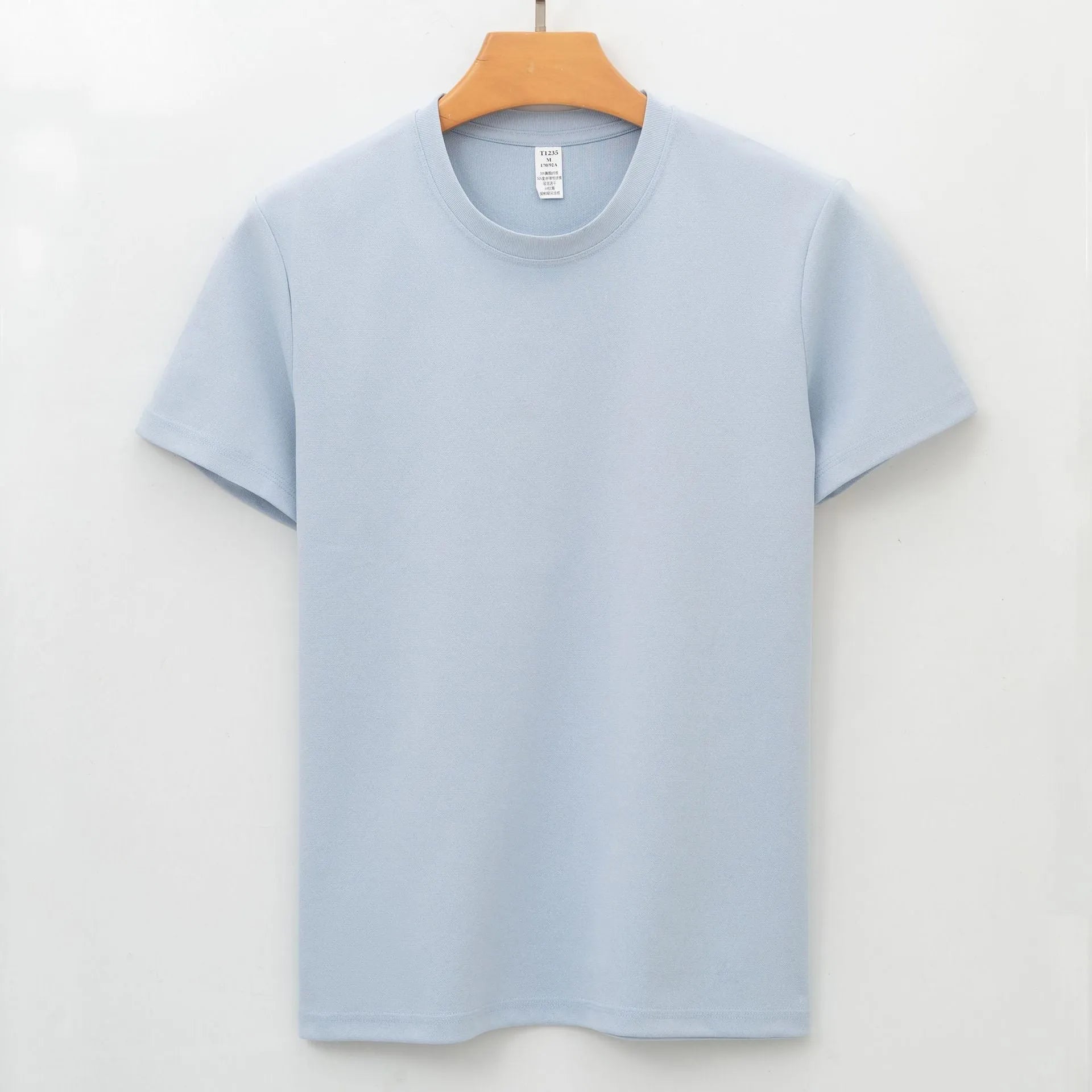 Men's antibacterial quick-drying short sleeve t-shirt in solid colour with straight cut design