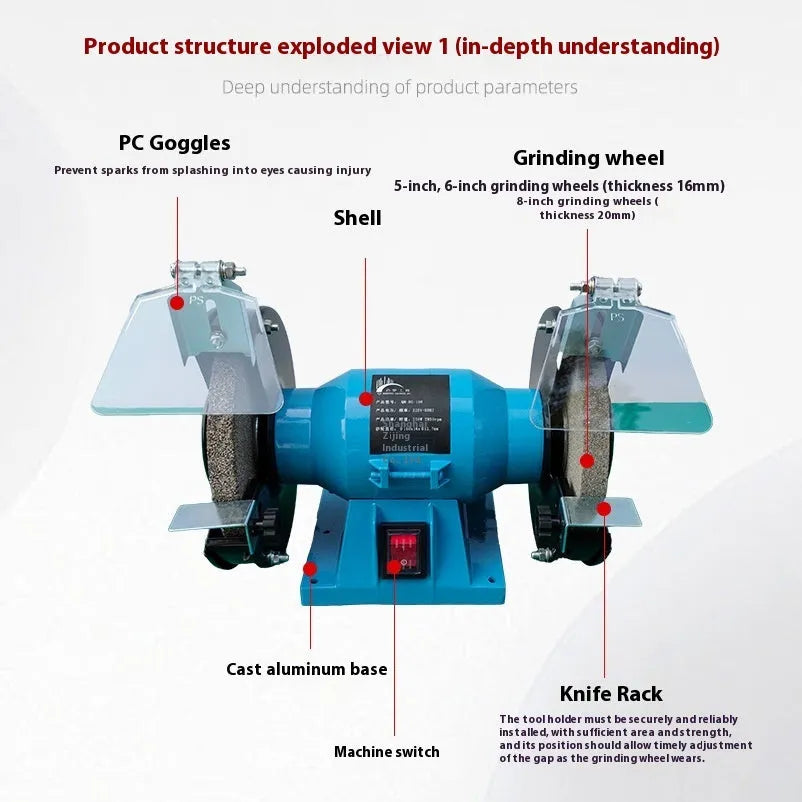 5-inch desktop metal polishing machine for knife sharpening with US plug