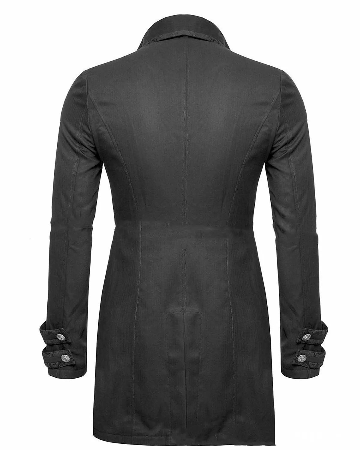 Black Victorian morning gown jacket for men's and women's Gothic cosplay and formalwear.