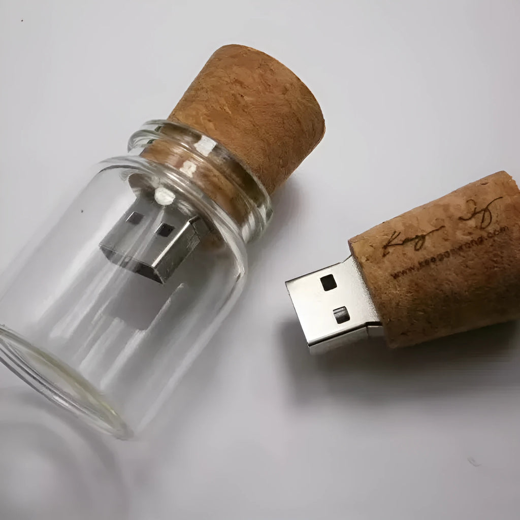Transparent wooden wish drift bottle shaped USB flash drive for data storage