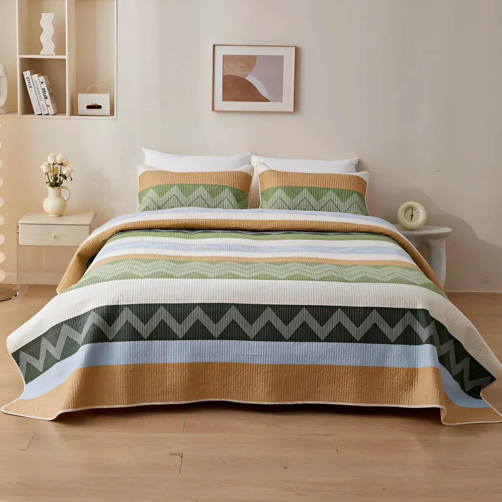 Pure cotton printed bed sheet set for 2.2 metre beds in modern simplicity style