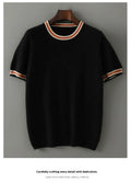 Men's pure wool short sleeve round neck sweater in black, grey or white colours