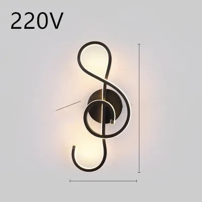 Minimalist Nordic-style LED wall lamp mounted on a wall, shown in a black finish with a soft glow.