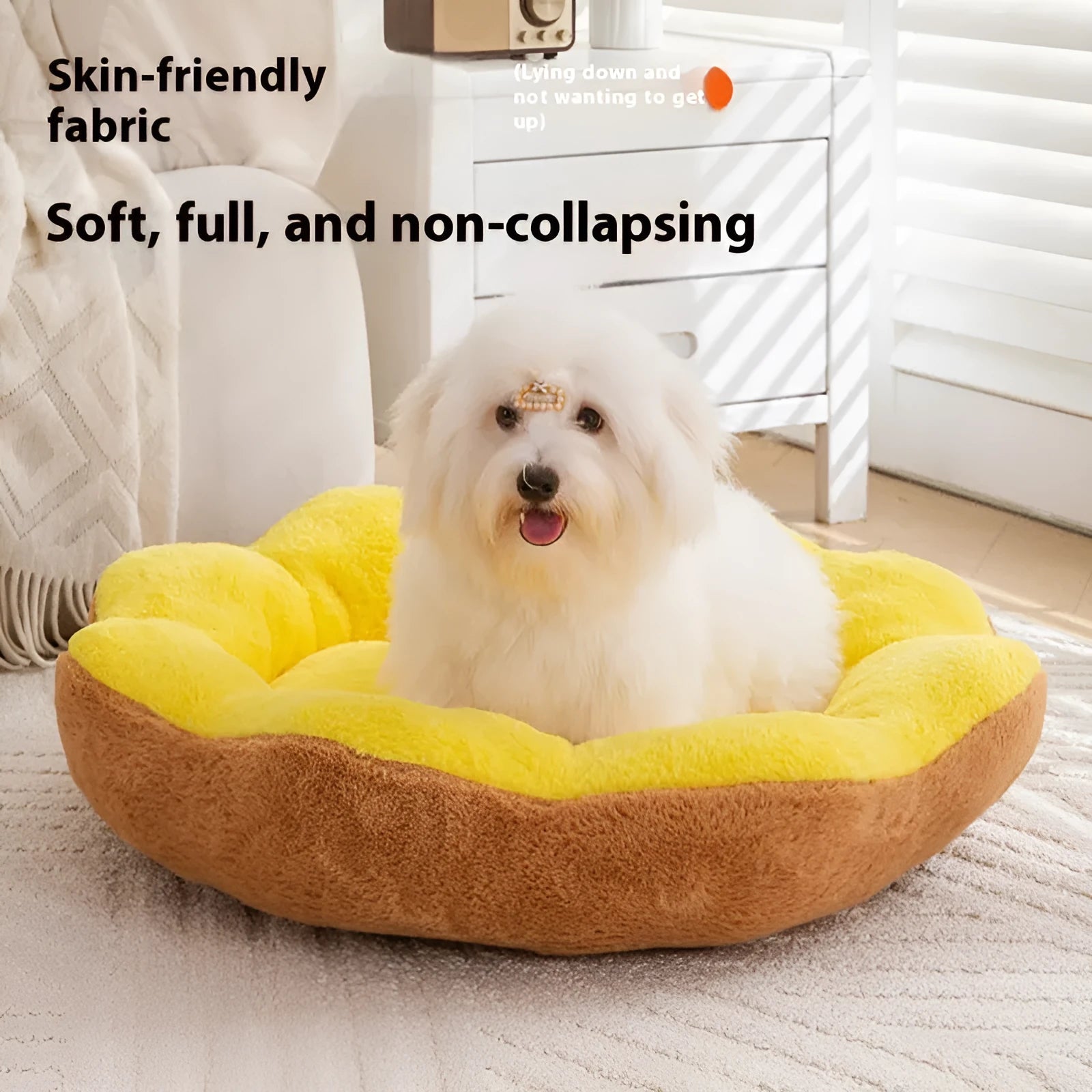 Thick rabbit plush detachable cat bed in round nest design with brown grey colour